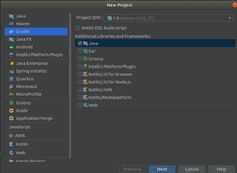 So first lets create a empty gradle project using intellij as follows