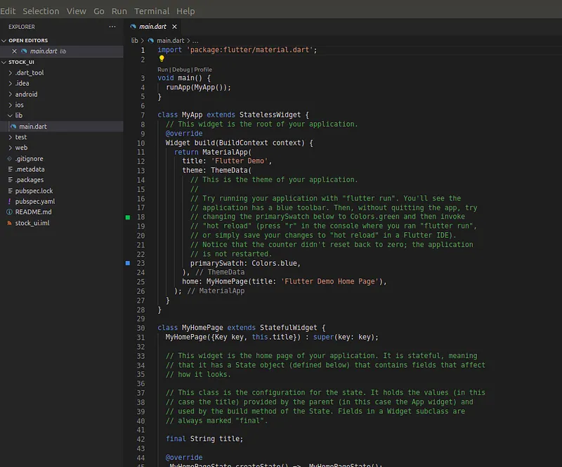 Flutter series — Creating the first Flutter application — figure 1