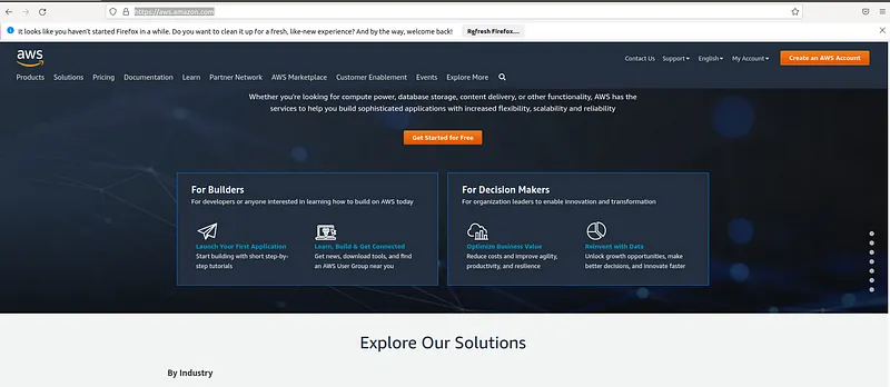 - First go to https://aws.amazon.com/ and click on the Create an AWS Account button