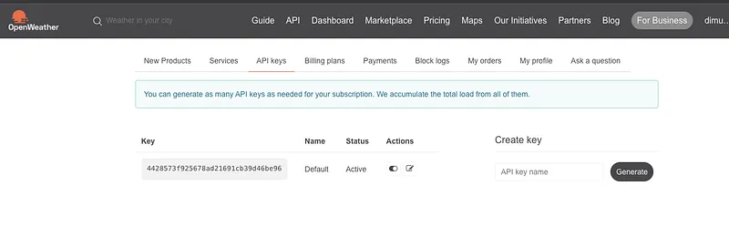- Login to the site and go to the API keys tab and copy the API key