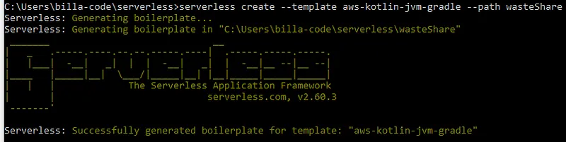 If the creation is success you should get a response like this in the terminal