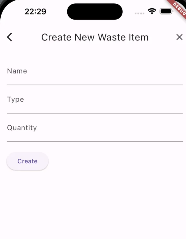 WasteGO — Flutter App to create a waste item (Waste Share App) — figure 1