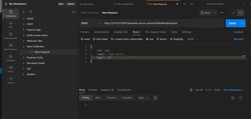To test this we can use Postman, if you have no exposure to this, I highly recommend you to use. Go there and send a request. If everything is Ok, you will get a 200 response
