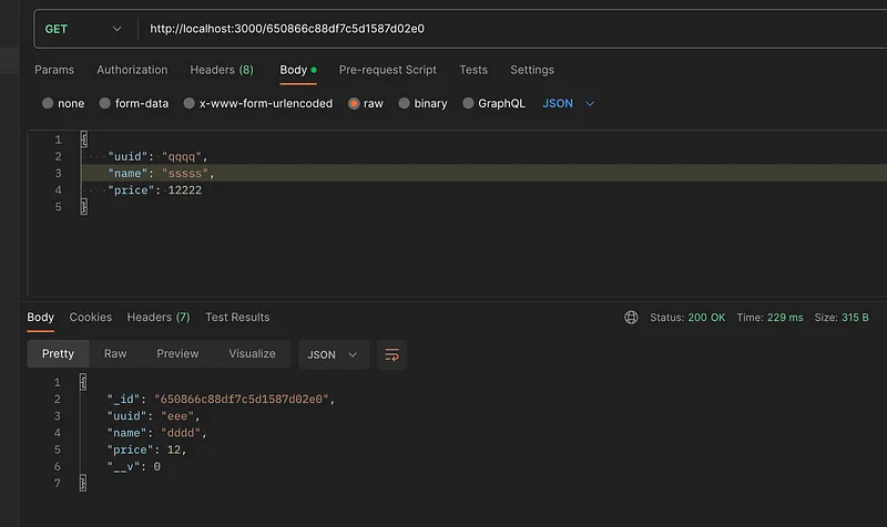 View specific id by postman